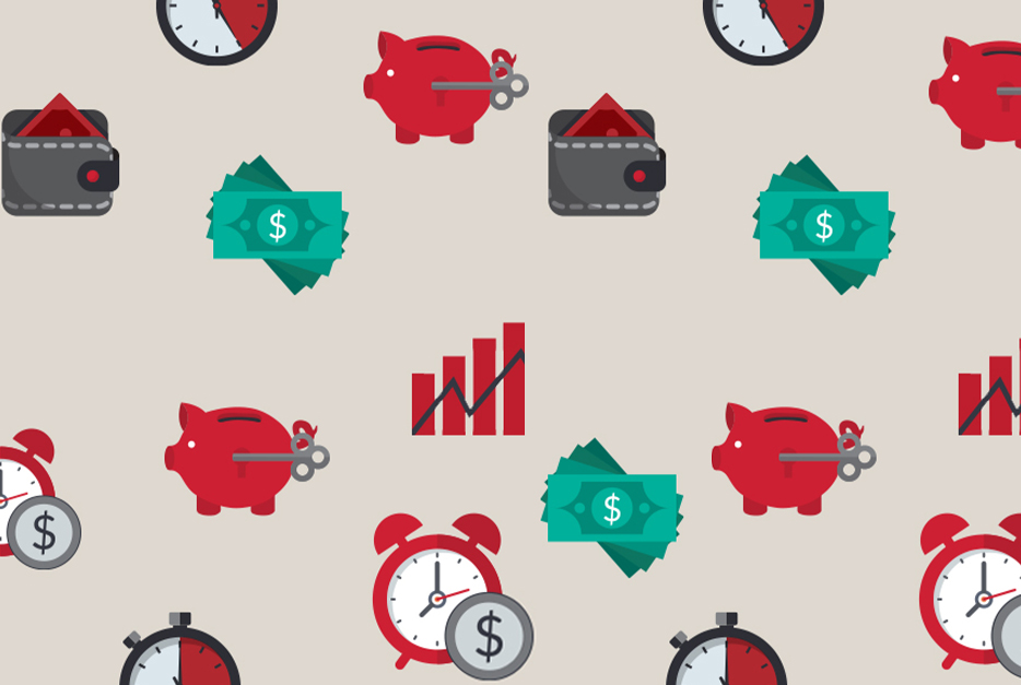 Icons of money, piggybank, and a wallet