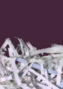 shredded paper on purple background
