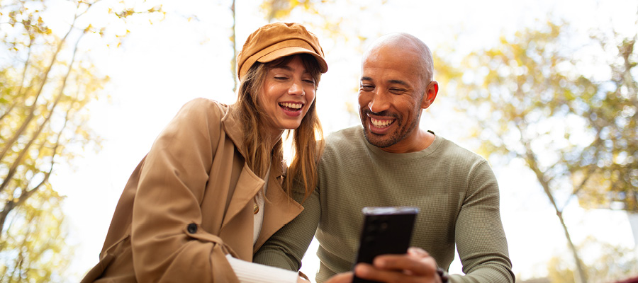 couple looking at a phone