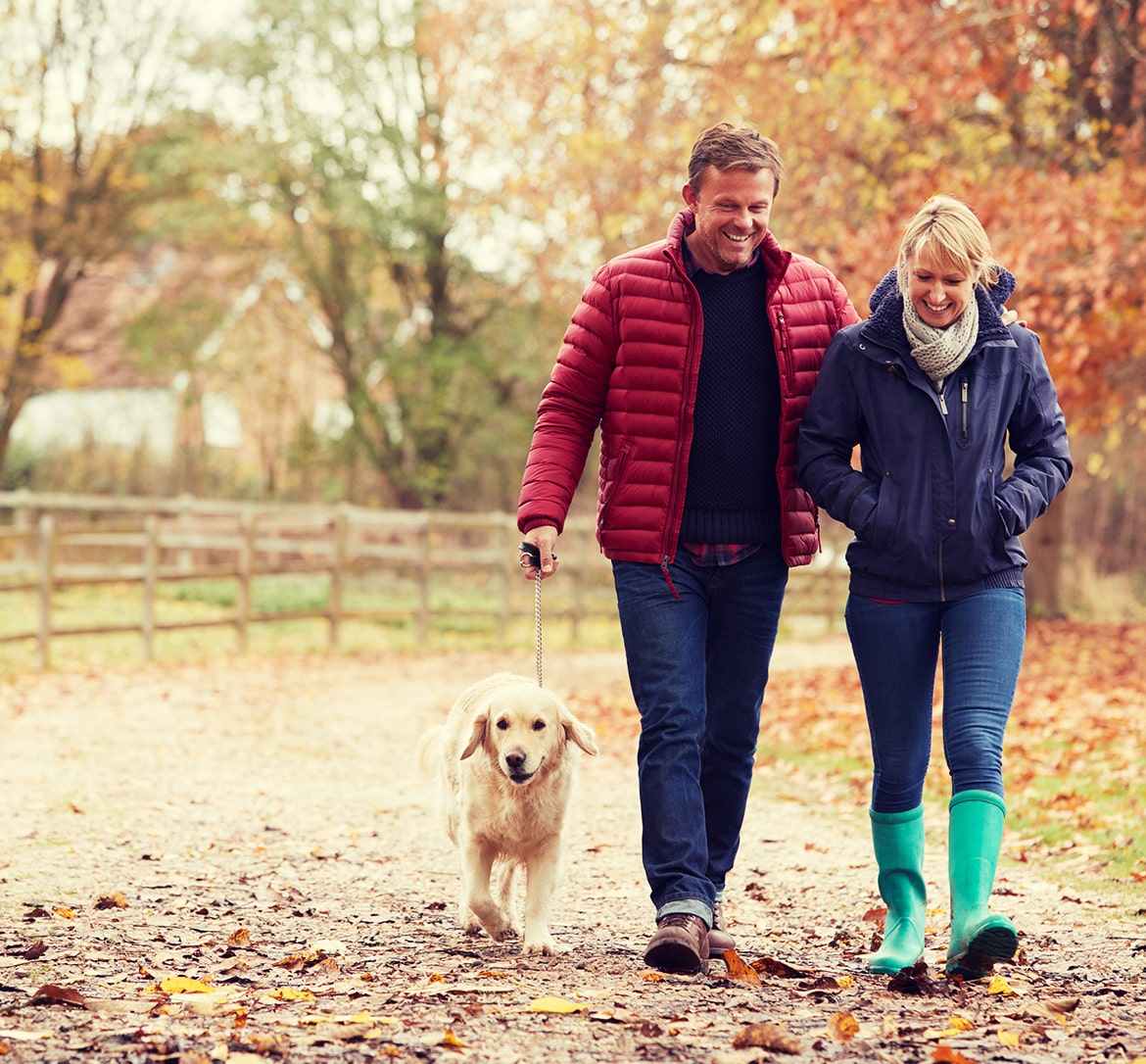 Man and woman walking