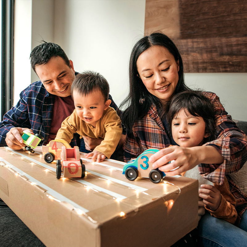 Family playing with toys together