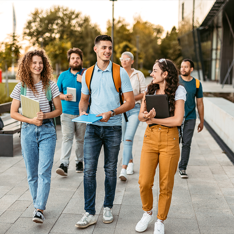 Students walking outside