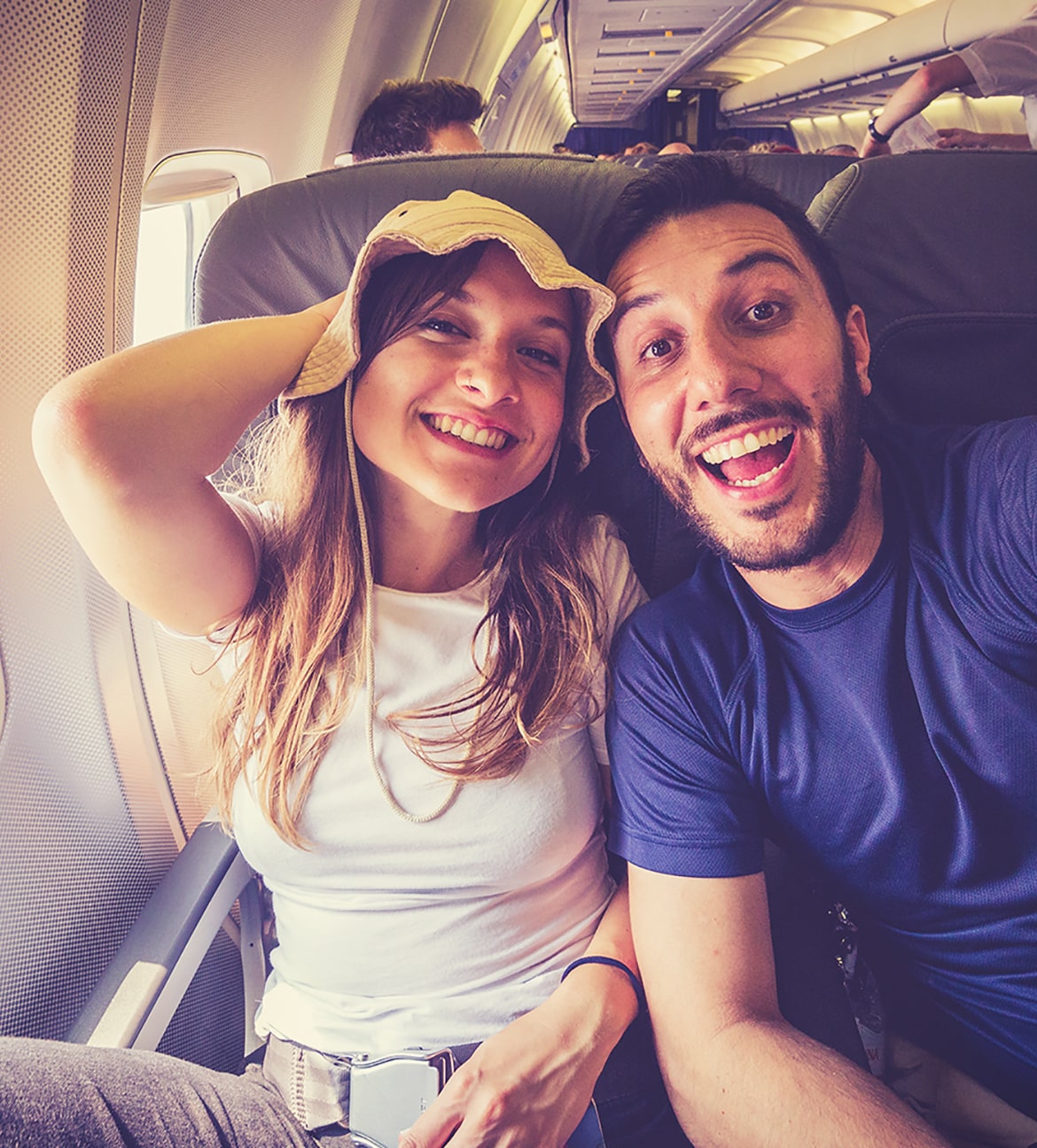 Man and women in plane