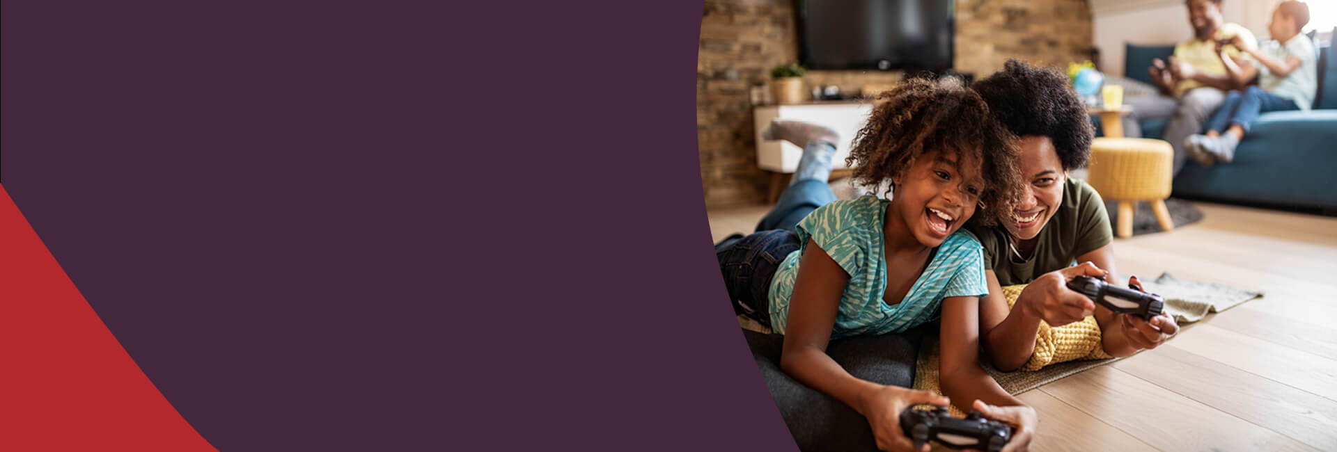 A mom and daughter playing video games