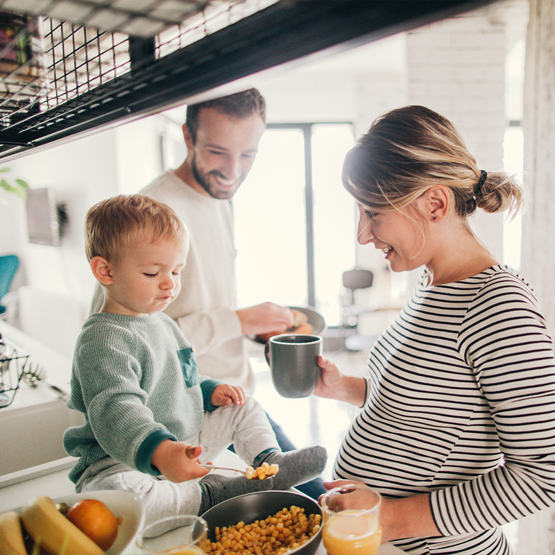 Family cooking together